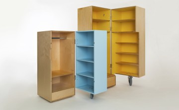 Xobo Furniture Oyster Bambino and Minimale wardrobes open